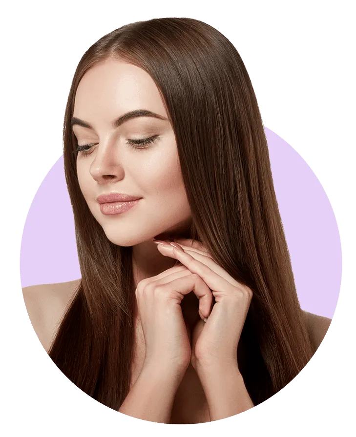 Glowing, relaxed spa client